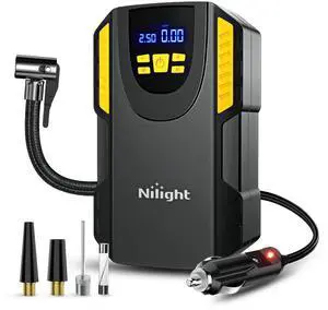 Nilight Tire Inflator Portable Air Compressor 12VDC Car Air Pump 150PSI Digital Tire Pressure Gauge Auto Shutoff Tire Pump for Car SUV Motorcycle Bicycle ATV, 2 Year Warranty
