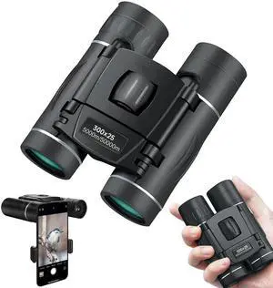 300x25 Binoculars for Adults and Kids, High Powered Mini Pocket Binoculars with Phone Adapter, Waterproof Compact Telescope for Bird Watching, Hunting, Concert, Theater, Opera, Traveling, Sightseeing