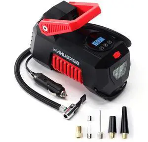 Manusage Air Compressor Tire Inflator Portable Air Pump for Car Tires, 150PSI Digital Air Compressor with LED Light 12V DC for Vehicle, Motorcycle, Bicycles, Inflate Balls