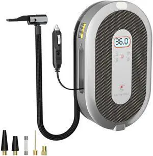 Giraffe Tools Tire Inflator Portable Air Compressor, 150 PSI 12V Car Air Pump with Digital Pressure Gauge, 13ft Cord Retraction Auto Tire Pump with Emergency LED Light for Bicycle, Motorcycle, Ball