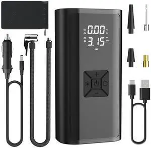 AUKSKY Portable Car Tire Pump, 150 PSI Cordless Tire Inflator with Digital Pressure Gauge, Rechargeable Air Pump with Emergency Light for Car, Bike, Motor,Sports Equipment