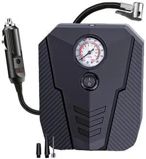 Tire Inflator Portable Car Air Compressor,12V Electric Car Air Pump with Analog Display 100 psi Dial Gauge Inflator with Adaptors for Bicycles, Trucks, Balls,Cars