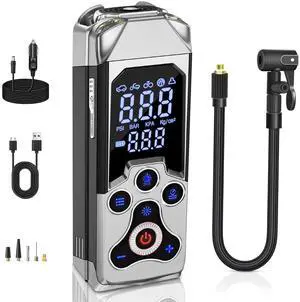 Tire Inflator Portable Air Compressor: Cordless Air Pump for Car Tires 150PSI-Tire Pump with Pressure Gauge 15000mAh for Car Bike Motorcycle(Black)