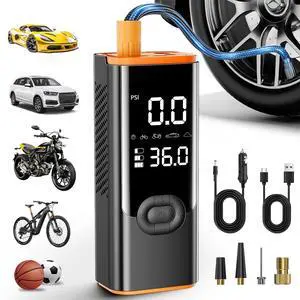 Tire Inflator Portable Air Compressor, 180PSI Air Pump for Car Tires with 25000mAh Battery, One Click Smart Air Pump Tire Inflator for Car, Motorcycle, Bicycle and More with Tire Pressure Gauge