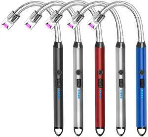 5 Pack Candle Lighter Electric Rechargeable Flameless Arc Lighters Flexible Neck USB Plasma Long Lighter for Candles BBQ Grill Camping Birthday Fireworks