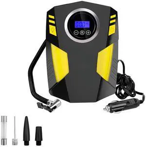NYTKL Tire Inflator Air Compressor, 12V DC Tyre Air Pump with Digital Pressure Gauge & LED Light, Auto Electric Shut Off Tire Pump for Car SUV Motorcycle Bicycle ATV Balls