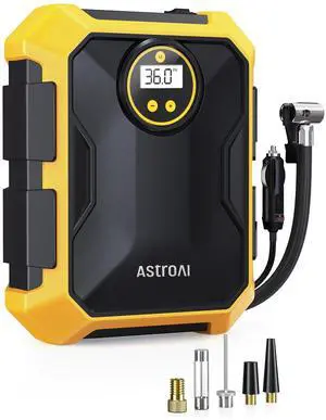 AstroAI Tire Inflator Air Compressor 12V DC Portable Air Compressor Car Accessories Auto Tire Pump 100PSI with LED Light Digital Air Pump for Car Tires Bicycles Other Inflatables