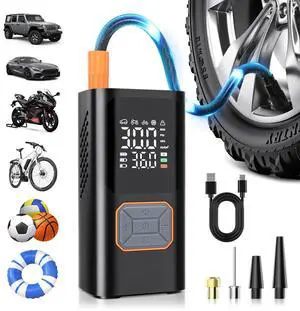 Cordless Tire Inflator Portable Air Compressor 150PSI Bike Pump with LED Light & Pressure Gauge Auto Shut-Off electric Air Pump for Car Tires with Digital Dual Values Display