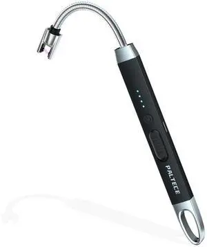 PALTECE Electric Candle Lighter, USB-C Rechageable Flameless Lighters for Camping, Long Lighter with 360° Flexible Neck & Safety Switch, Windproof Lighters for BBQ, Fireplace, Stove (Black)