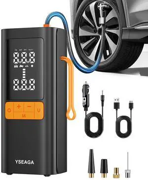 Tire Inflator Portable Air Compressor, 150PSI&12V DC Air Pump for Car Tires, Portable Tire Inflator with LED Light/Digital Pressure Gauge/Auto Shut-off,5x Faster Inflate/Deflate for Car,Moto,Bike,Ball