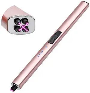 Stocking Stuffers for Women Men Adults: Electric Candle Lighter Rechargeable USB Christmas Birthday Gifts Windproof Flameless Dual Arc Camping Kitchen Lighters for Candle Safety Lock Gift for Mom