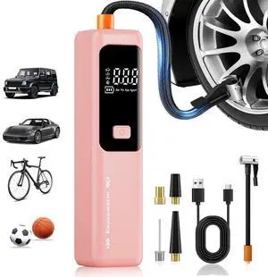 Tire Inflator Portable Air Compressor Auto Shut-Off, Cordless Rechargeable Digital Car Tire Pump for Car, SUV, Motorcycle, Bicycle & Balls