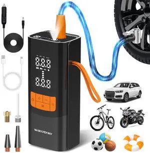 Tire Inflator Portable Air Compressor, 15000mAh and 150PSI Car Tire Pump with Pressure Display for Cars, Motorcycles, Bicycles, Ball Bikes with Pressure Gauge,