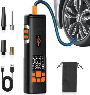 Tire Inflator Portable Air Compressor, 150PSI Air Pump for Car Tires, LED Light & Auto Shutoff, Cordless Electric Bike Tire Pump with Digital Pressure Gauge for Car, Motorcycle, Bicycle, Ball