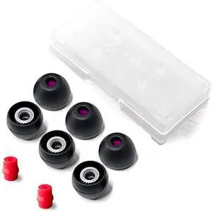 Final Audio Black+Black/Red Silicone Type E Eartips kit with Case and Nozzle Adaptor Compatible with 1More, AKG, Audio-Technica, Beats by Dre, Campfire Audio, Empire Ears, Shure, Sony, Westone (Med)