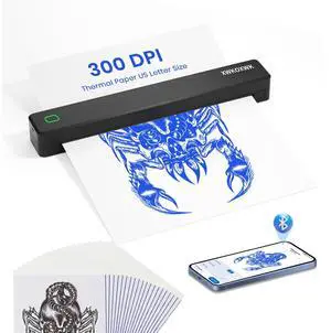 Tattoo Stencil Printer Machine for Tattoo Artists&Beginners,with 10pcs Tattoo Transfer Paper and Folded Paper,Compatible with Phone/Pc&Pad,Portable Inkless Thermal Wireless Printer
