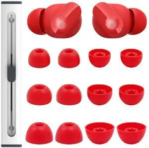 6 Pairs Replacement Eartips for Beats Studio Buds/Fit Pro/Studio Buds+ with Cleaning Pen, Replacement Silicone Ear Tips Set with Three Sizes L/M/S, Anti-Slip Replacement Accessories (Red)