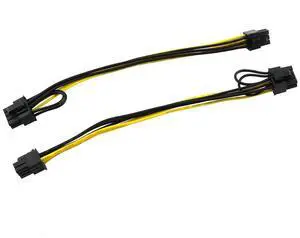 E-outstanding PCIe 6pin to 8pin Adapter Power Extension Cable 2PCS PCI-e 6-pin Male to 8-pin Male Converter Adapter Cable for PCI Express 6+2-pin (6-pin/8-pin) Powered GPU Video Card 20cm / 8 inch