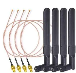 Bingfu Dual Band WiFi 2.4GHz 5GHz 5.8GHz 8dBi RP-SMA Male Antenna 20cm 8 inch RG178 Cable 4-Pack for WiFi Router Wireless Mini PCI Express PCIE Network Card Adapter