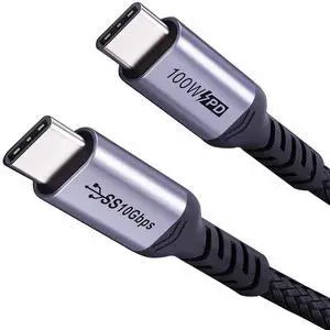 Short USB C to USB C Cable (1.5ft 2 Packs), 3.1 Gen 2 10Gbps 100W 4K USBC Video High Speed Data Transfer Fast Charging Cord Compatibile with Samsung Galaxy T5 LaCie SSD, MacBook, Display Monitor