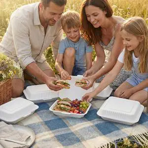 Clamshell (MFPP) Hinged Container (Center Slide), 5.7" x 4.8", 250-Pack Clamshell (MFPP) Hinged Container (Center Slide), 5.7" x 4.8", 250-Pack