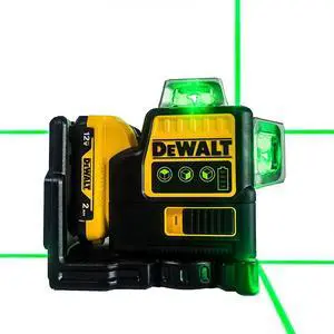 DeWalt DW089LG 12V MAX 3 x 360° Green Beam Self-Leveling Laser Level Kit | Rotary & Cross Line | Indoor/Outdoor Jobsite Tool for Contractors, Remodeling, Layout**(Laser + battery + charger)