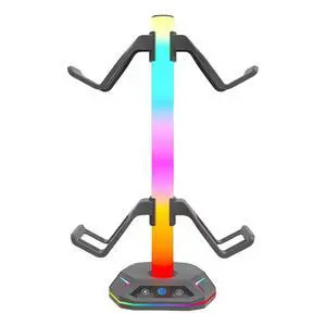 RGB Earphone Hanger 9 Light Modes for Desk W/ USB Type C Charging USB Data Ports for PS5/PS4/Xbox/Switch Pro Gamepad & Headset