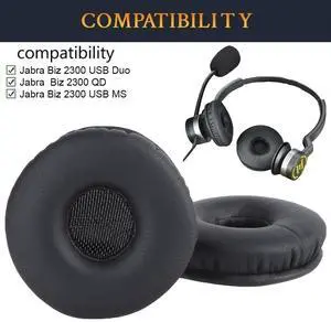 1 Pair Replacement Earpads Memory Foam Ear Cushion Protein Leather for Jabra Biz 2300 USB Duo/Biz 2300 QD/Biz 2300 USB MS