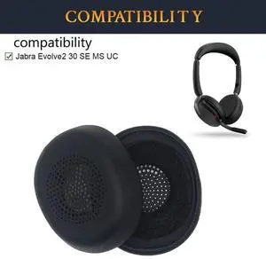 1 Pair Replacement Ear Pads Cushions Protein Leather Ear Cushions Covers Headset Ear Cushions for Jabra Evolve2 30 SE MS UC