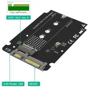 M.2 Adapter To 2.5 SATA Enclosure with 7mm Case M.2 (NGFF) SSD To SATA III Hard Drive Enclosure for 2230 2242 2260 2280 SSDs