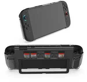 Clear PC Case for Nintendo for Switch 2 Transparent Shell Anti-scratch Protective Shell with 6 Game Card Slots Protection Sleeve