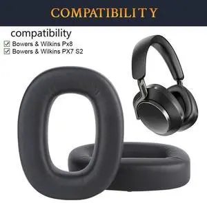 Replacement Earpads Noise Isolation Memory Foam Ear Cushion Protein Leather for Bowers & Wilkins PX8/PX7 S2 Headset