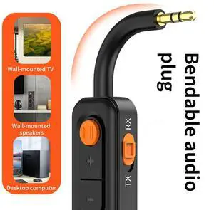 2 In 1 Wireless Audio Adapter Bluetooth-Compatible 5.4 Stereo Music Adapter Car Aux Adapter for TV Car Speakers PC Headphone