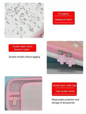 EVA Cute Hard Carrying Case Anti-Drop Pink Sakura Travel Carry Bag Anti-Scratch Carrying Bag for Nintendo Switch and Switch OLED