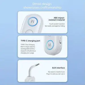 2 In 1 Audio Transmitter Receiver 3.5mm AUX Bluetooth-Compatible 5.3 Car Aux Adapter Airplane Dongle for Handsfree Call Music