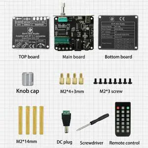 XY-Y50L Stereo Audio Power Amplifier Board Module Bluetooth-Compatible 5.1 AUX USB Dual Channel 50W with Remote Control