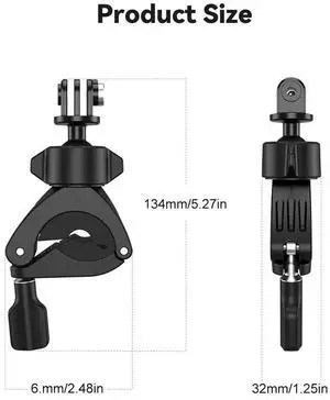Handlebar Clamp Mount with 1/4 Screw Motorcycle Bike Pole Mount 360 Degree Ballhead Large Tube Mount for GoPro Action 4