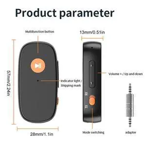 Bluetooth-Compatible 5.3 Transmitter Receiver 3.5mm Aux Wireless Audio Adapter 2 In 1 Stereo Music Adapter for TV Car Headphones