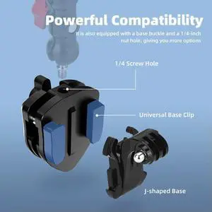Motorcycle Windshield Clip with 1/4 Screw Hole Action Camera Mount Clip 180 Degree Rotable for Insta 360 X5 Go Pro/Action 5 Pro