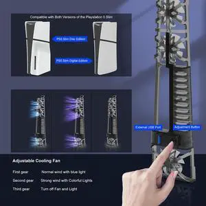 Efficient Cooling System Quiet Game Console RGB Cooling Fan Cooling Game Accessories for Slim Disc and Digital Editio