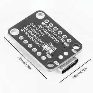MCP2221A General Purpose USB To GPIO ADC I2C USB To GPIO Converter USB To GPIO Module Board for Adafruit Stemma QT/Qwiic