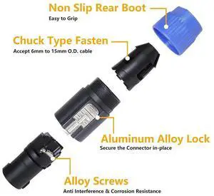 20 Pcs Audio Speaker Plug Twist Lock 4 Pole Speaker Plug NL4FC Speaker Connector for Amplifier