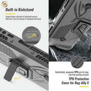 For ROG Ally X TPU Protector Shell Sleeve Anti-Scratch with Stand Shell Sleeve Case with Thumb Grip Caps & Screen Protector