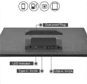 16W 5V Solar Panel Folding with USB /Type-C Ports Solar Plate Solar Charging Panel Solar Charger for Camping Hiking Backpacking