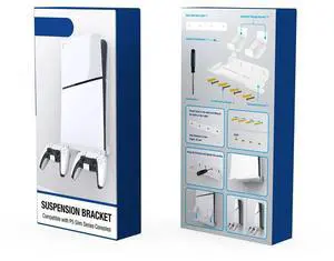 Wall Mount Bracket Display Stand Base with Controller Holder Wall Hanging Stand for Slim Digital Edition and Disc Edition