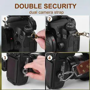 Dual Camera Strap Leather Camera Straps Adjustable Camera Carrying Strap Universal Camera Shoulder Strap for 2 Cameras
