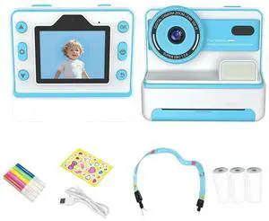 Kids Mini Instant Print Camera 2.4 Screen Digital Photo Camera 30MP HD 1080P Photo Printing Camera with 3 Rolls Print Paper