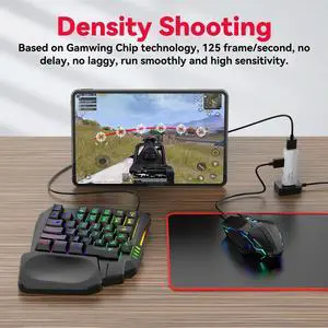 5 in 1 Mobile Game Converter Keyboard Mouse Gaming Set for PUBG Wired RGB Backlit Keyboard with Wrist Rest for Android System