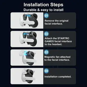 Facial Ventilation Fan Air Circulation Breathable VR Cooling Fan 3 Speeds with PU Face Cushion Pad for Quest 3 Accessories