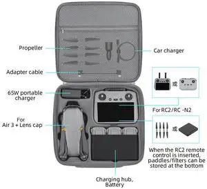 Bag with Shoulder Strap Travel Handbag PU Protective Bag Waterproof for Air 3/Air 3S Drone Accessories